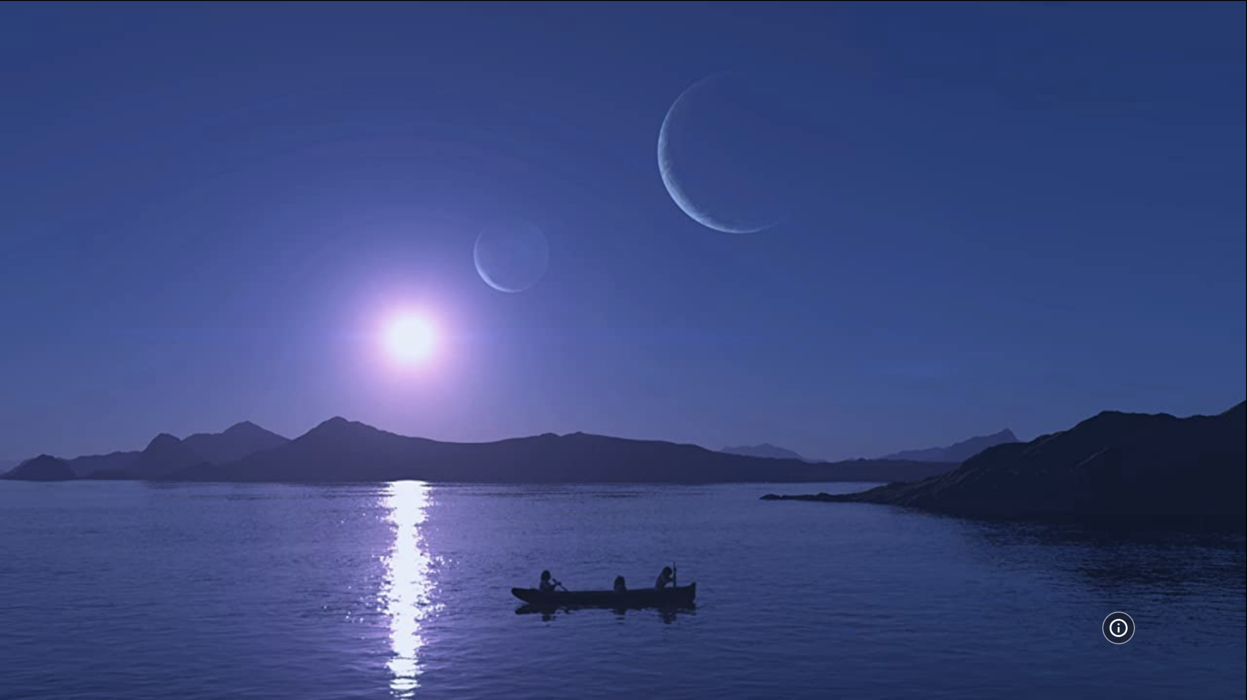 ,A kayak slides through calm water in moonlight